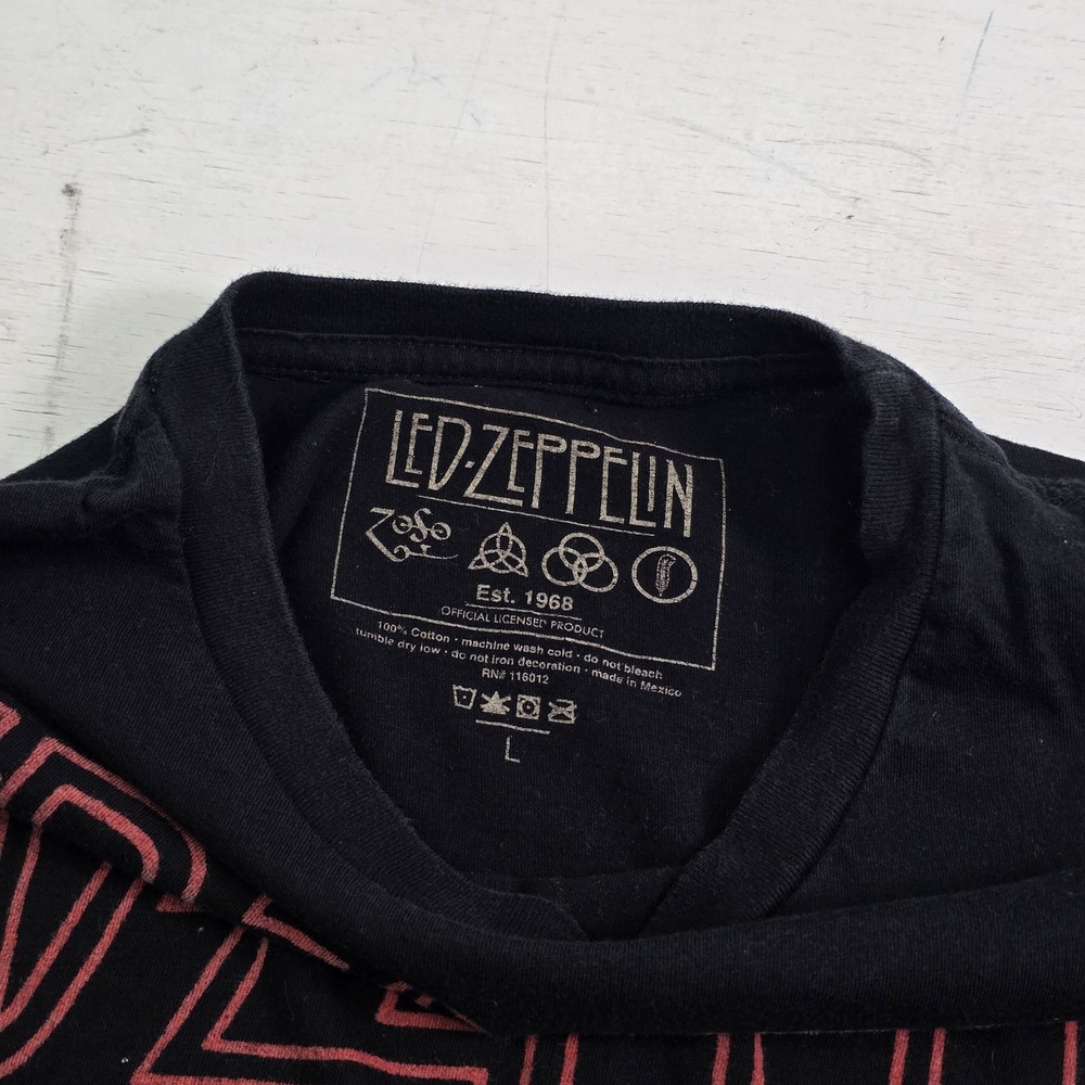Led Zeppelin Classic Rock T-Shirt Black Concert Mens Sz L Swan Angel Band Tee - Picture 3 of 6